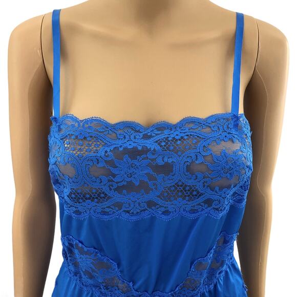 Wonder Maid SMALL VINTAGE 70s USA Blue Lace Teddy Antron Nylon Sissy Snap Crotch - Picture 2 of 9